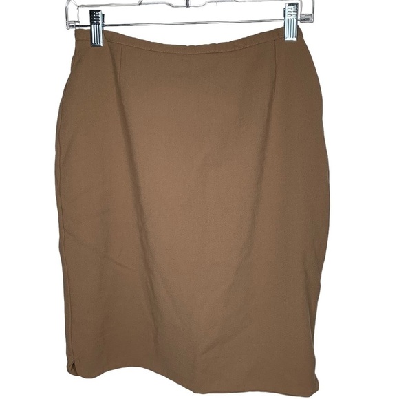 Giorgio Armani Pencil Skirt 48 Wool Tan Brown Lined Italy Waist 27” - Picture 1 of 5